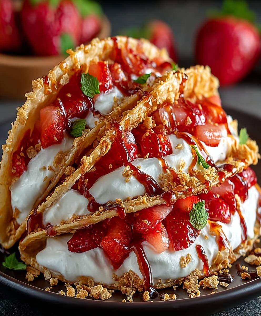 Strawberry Crunch Cheesecake Tacos