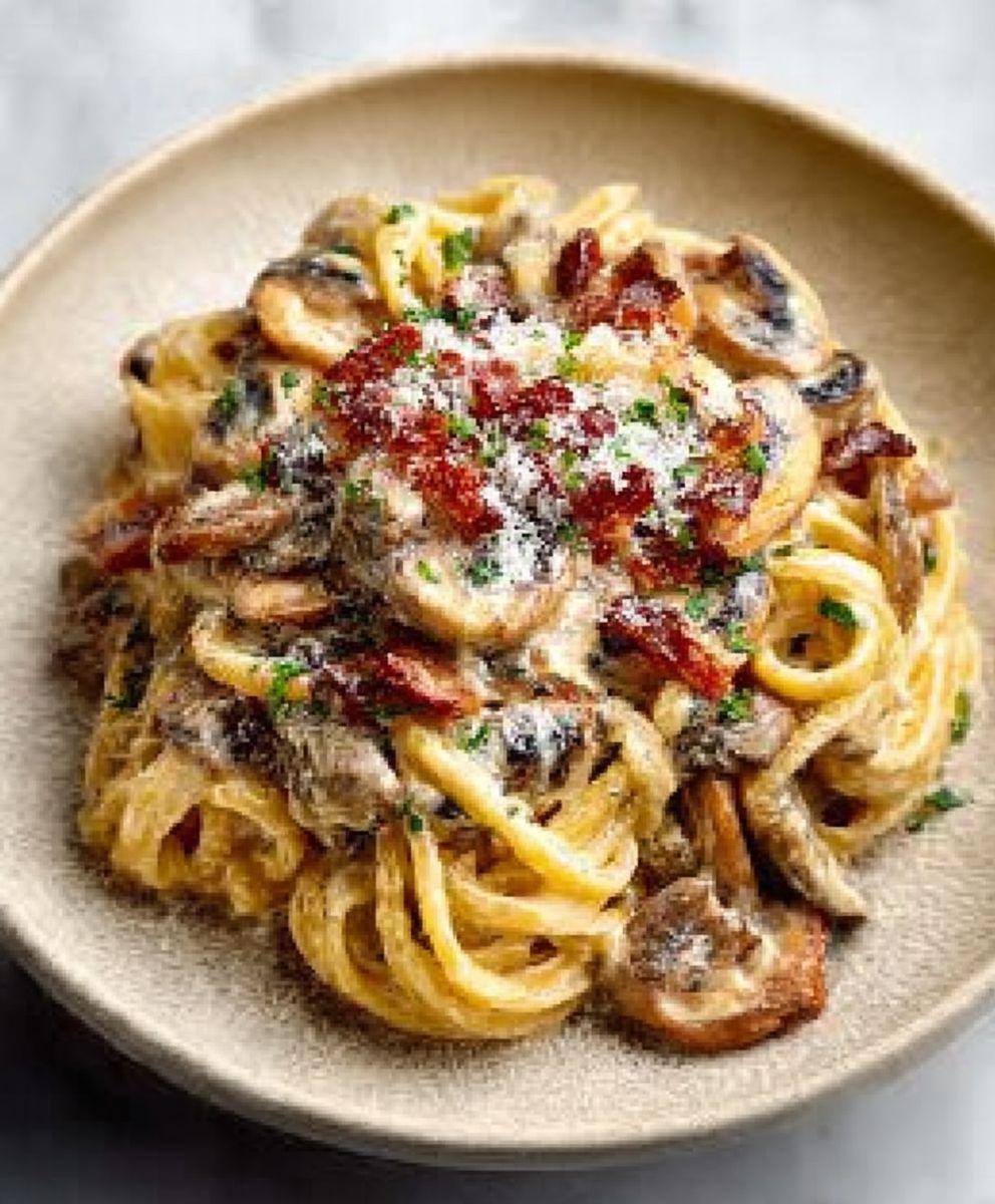 Creamy Bacon Mushroom Pasta