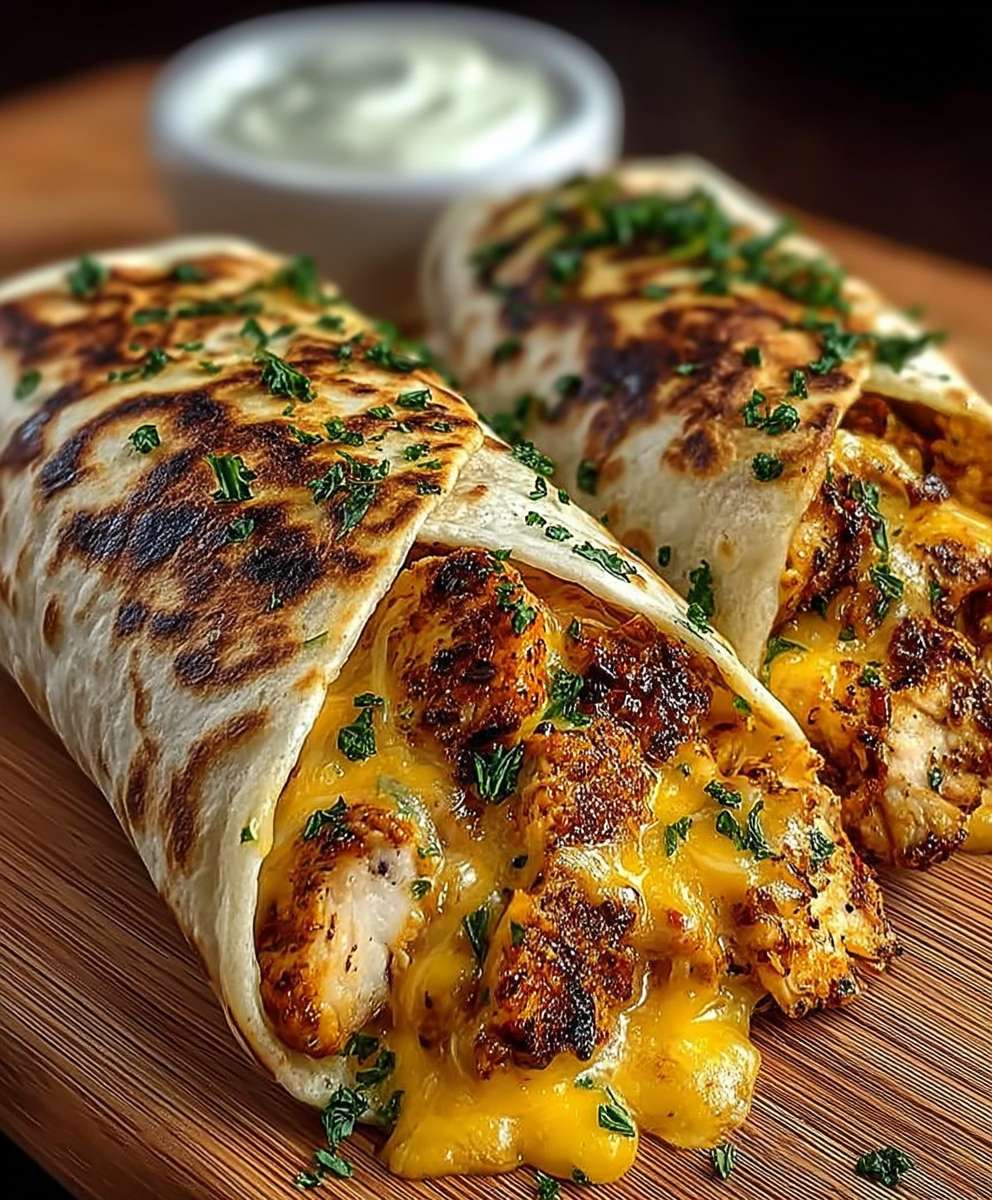 Cheesy Garlic Chicken Wraps