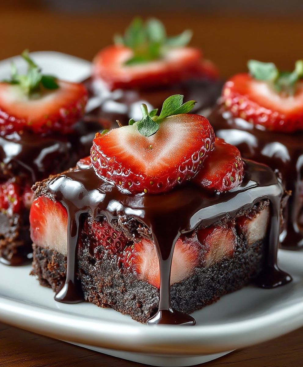 Chocolate Covered Strawberry Brownies | Rich Fudgy Dessert Recipe image 2
