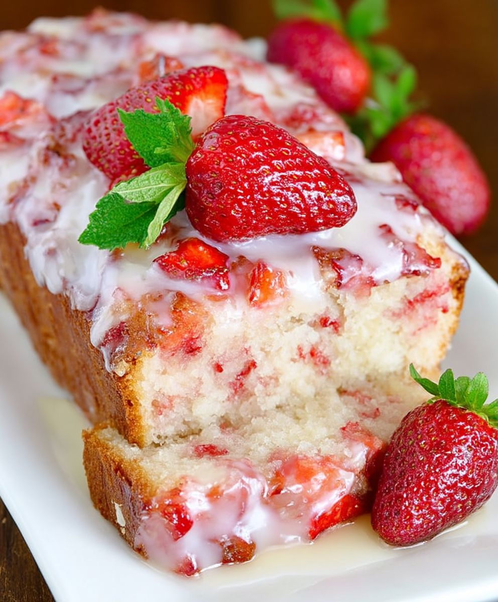 Glazed Strawberry Bread | Soft Sweet Homemade Strawberry Dessert image 2