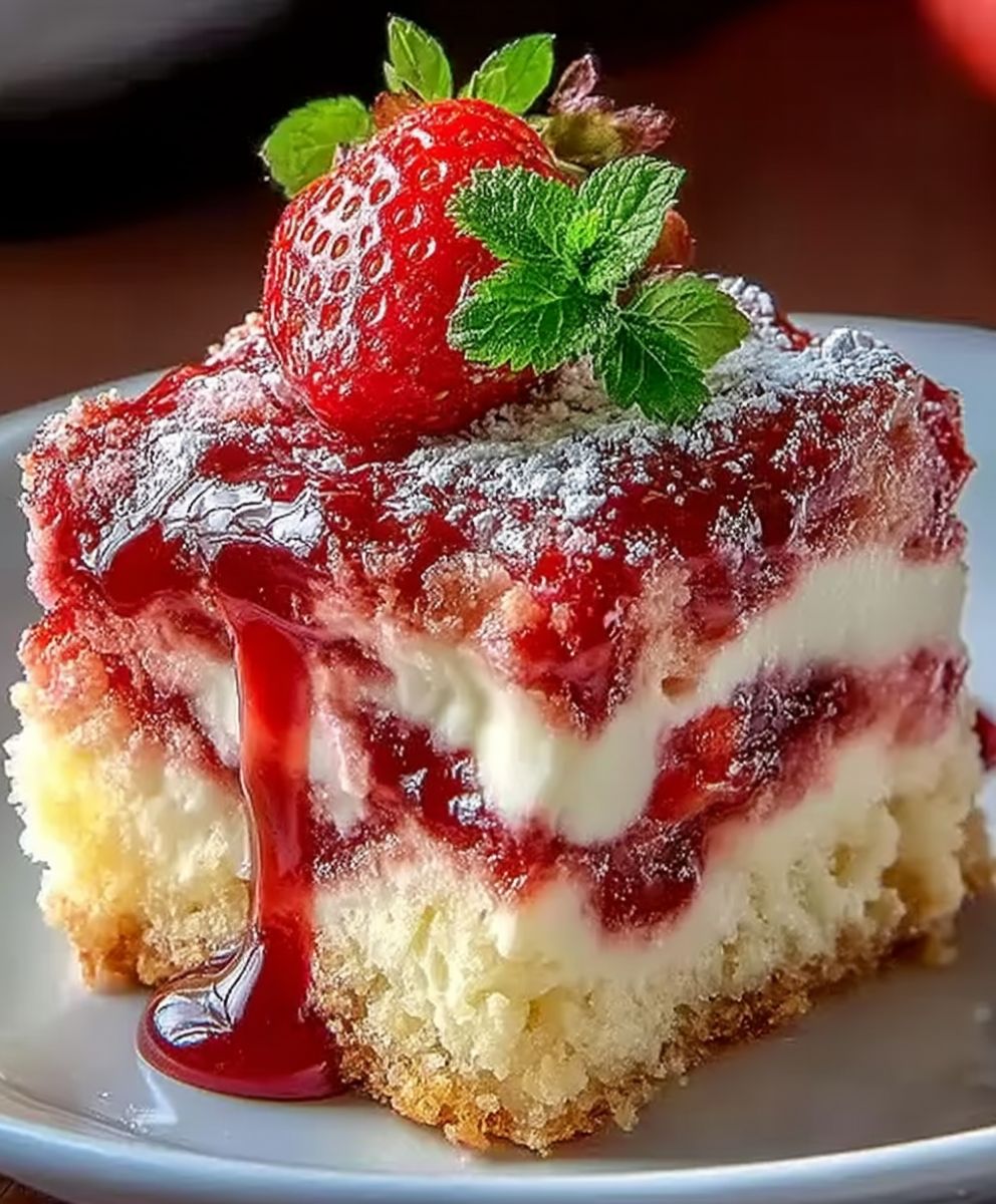 Strawberry Earthquake Cake | Easy Cream Cheese Swirl Dessert Recipe image 2