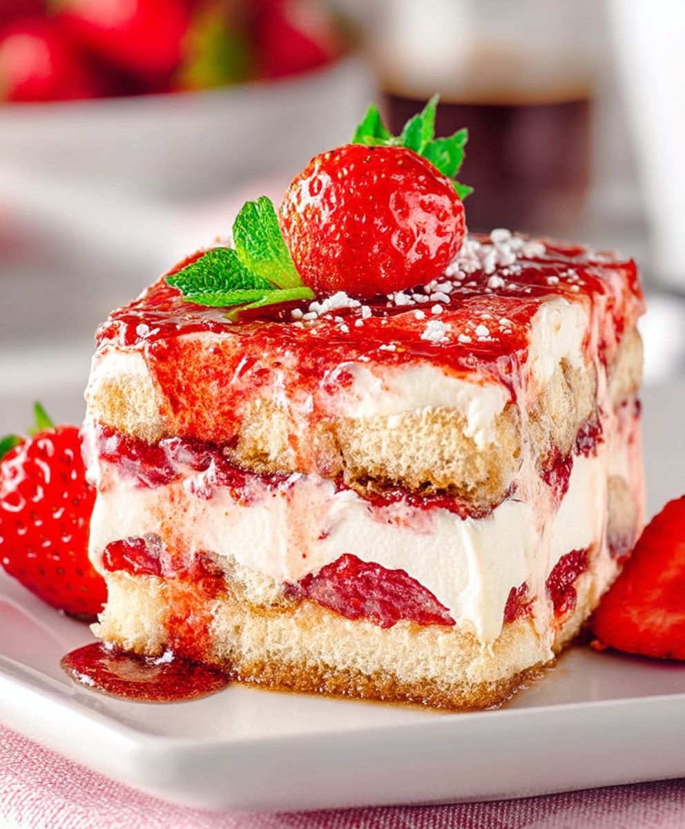 Strawberry Tiramisu | Creamy No Bake Fruity Dessert Recipe image 2